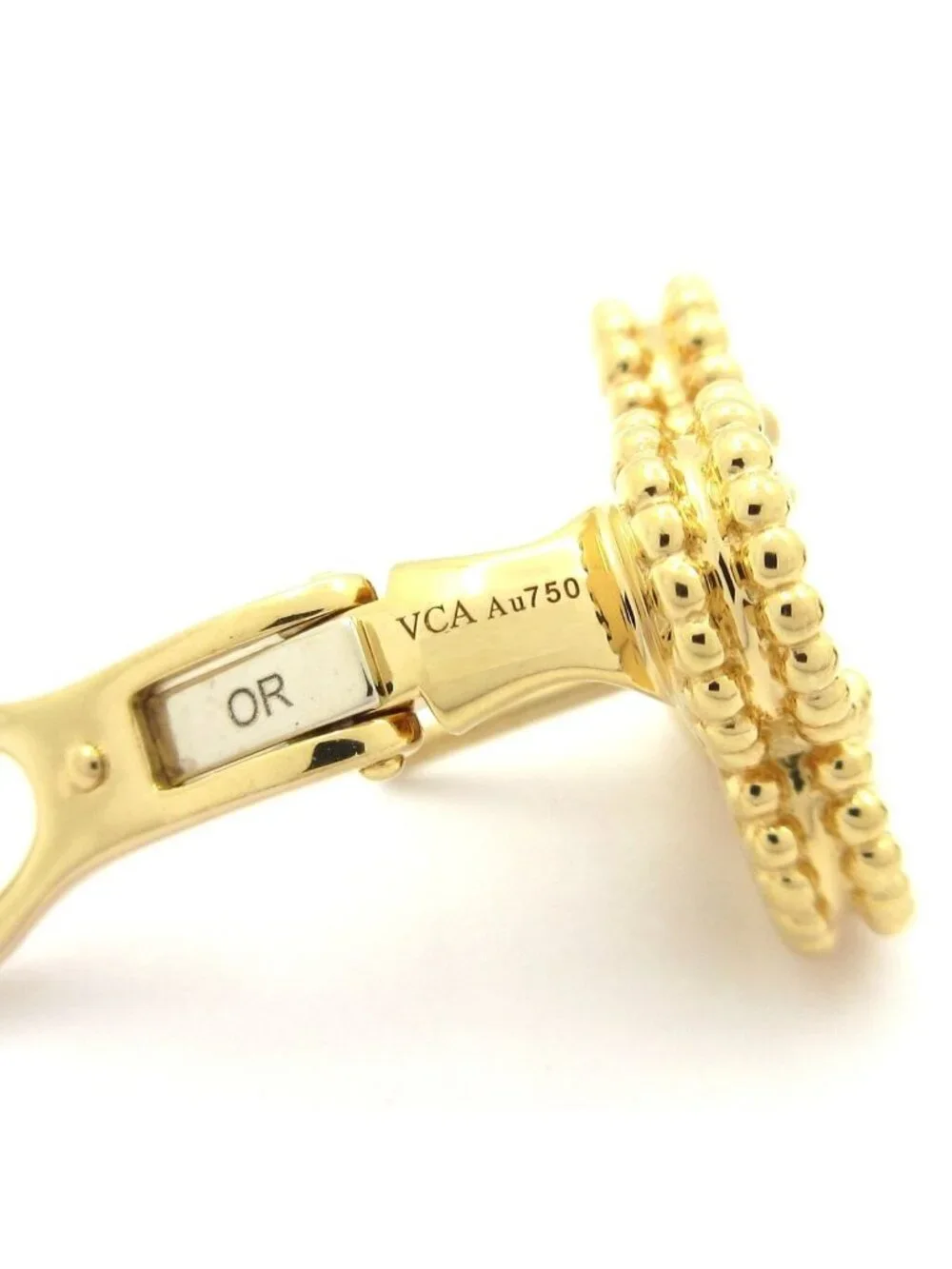Van Cleef & Arpels Earrings Vintage Alhambra 18k Yellow Gold Tiger's Eye Clip